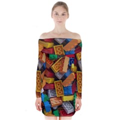 Lego, Toy Block, Colorfulness, Kids Long Sleeve Off Shoulder Dress by kyorashop23