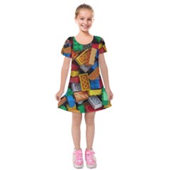 Lego, Toy Block, Colorfulness, Kids Kids  Short Sleeve Velvet Dress