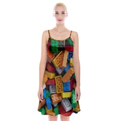 Lego, Toy Block, Colorfulness, Kids Spaghetti Strap Velvet Dress