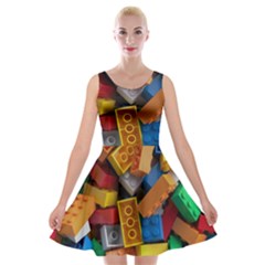 Lego, Toy Block, Colorfulness, Kids Velvet Skater Dress