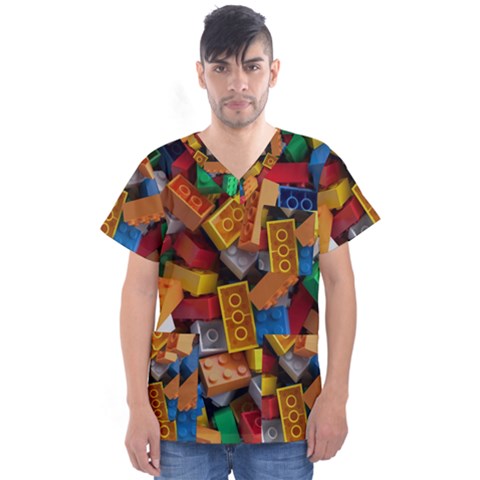 Lego, Toy Block, Colorfulness, Kids Men s V-neck Scrub Top by kyorashop23