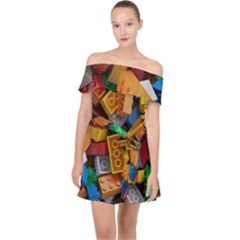 Lego, Toy Block, Colorfulness, Kids Off Shoulder Chiffon Dress by kyorashop23