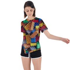 Lego, Toy Block, Colorfulness, Kids Asymmetrical Short Sleeve Sports T-shirt by kyorashop23