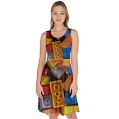 Lego, Toy Block, Colorfulness, Kids Knee Length Skater Dress With Pockets by kyorashop23