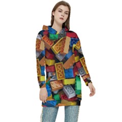 Lego, Toy Block, Colorfulness, Kids Women s Long Oversized Pullover Hoodie