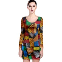 Lego, Toy Block, Colorfulness Long Sleeve Bodycon Dress by kyorashop23