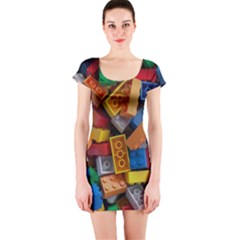 Lego, Toy Block, Colorfulness Short Sleeve Bodycon Dress by kyorashop23