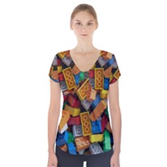 Lego, Toy Block, Colorfulness Short Sleeve Front Detail Top by kyorashop23