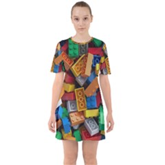 Lego, Toy Block, Colorfulness Sixties Short Sleeve Mini Dress by kyorashop23