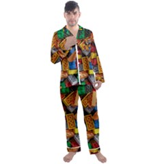 Lego, Toy Block, Colorfulness Men s Long Sleeve Satin Pajamas Set by kyorashop23