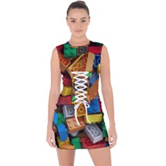 Lego, Toy Block, Colorfulness Lace Up Front Bodycon Dress by kyorashop23