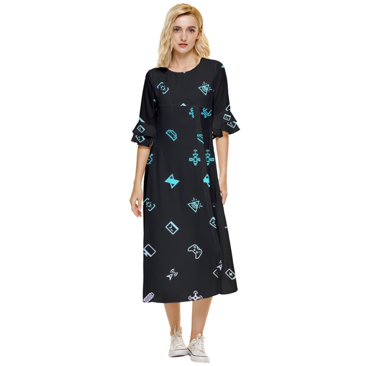 Noice, Dark, Gamer, Games, Gaming, Logo Double Cuff Midi Dress