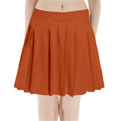 Orange Lego Texture Macro, Orange Dots Background Pleated Mini Skirt by kyorashop23