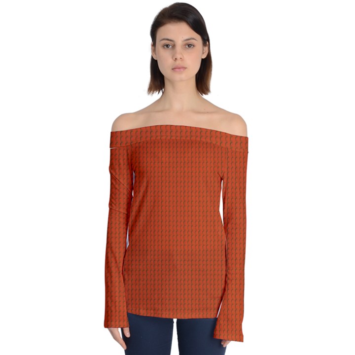 Orange Lego Texture Macro, Orange Dots Background Off Shoulder Long Sleeve Top