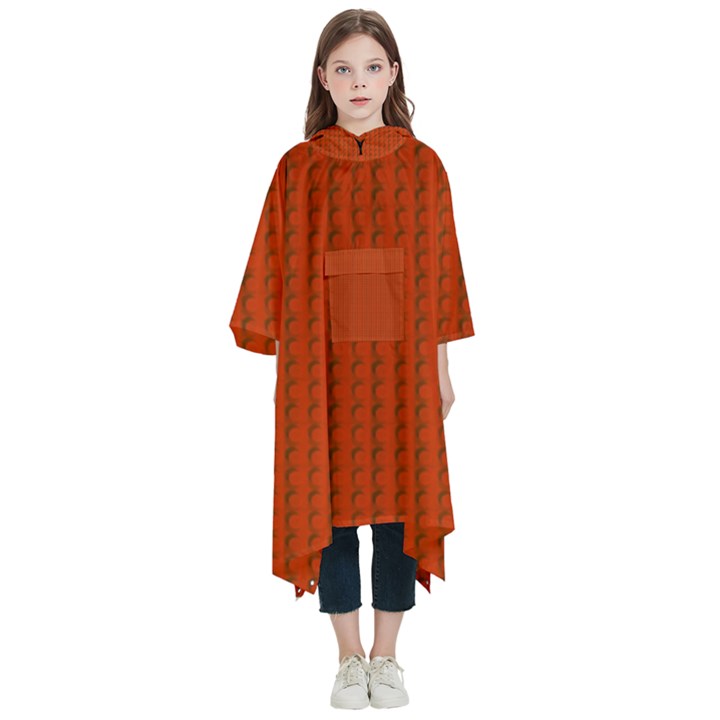 Orange Lego Texture Macro, Orange Dots Background Kids  Hooded Rain Ponchos