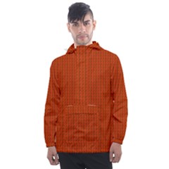 Orange Lego Texture Macro, Orange Dots Background Men s Front Pocket Pullover Windbreaker