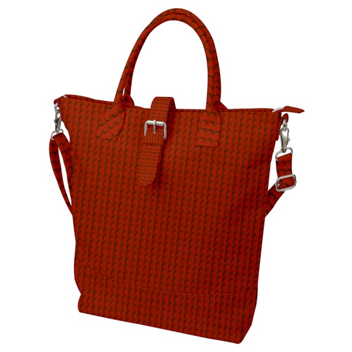 Orange Lego Texture Macro, Orange Dots Background Buckle Top Tote Bag