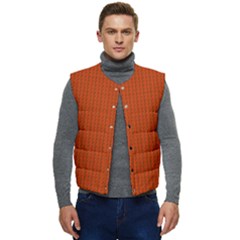 Orange Lego Texture Macro, Orange Dots Background Men s Button Up Puffer Vest	