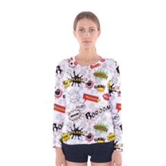 Pattern Seamless Texture Cartoon Women s Long Sleeve T-shirt