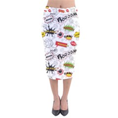 Pattern Seamless Texture Cartoon Velvet Midi Pencil Skirt by Bedest