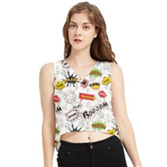 Pattern Seamless Texture Cartoon V-neck Cropped Tank Top