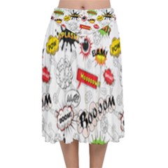 Pattern Seamless Texture Cartoon Velvet Flared Midi Skirt by Bedest