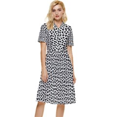 Marble Cracked Pattern Surface Button Top Knee Length Dress by Bedest