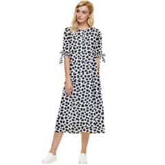 Marble Cracked Pattern Surface Bow Sleeve Chiffon Midi Dress by Bedest