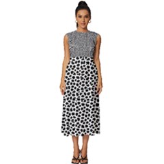 Marble Cracked Pattern Surface Sleeveless Round Neck Midi Dress by Bedest