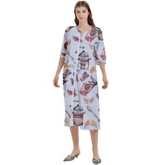 Coffee Mania Caffeine Women s Cotton 3/4 Sleeve Nightgown