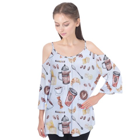 Coffee Mania Caffeine Flutter Sleeve T-shirt by Bedest