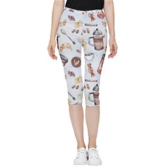 Coffee Mania Caffeine Inside Out Lightweight Velour Capri Leggings 