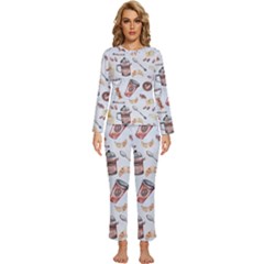 Coffee Mania Caffeine Womens  Long Sleeve Lightweight Pajamas Set by Bedest