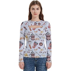 Coffee Mania Caffeine Women s Cut Out Long Sleeve T-shirt by Bedest