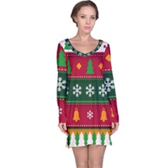 Christmas Time Pattern Christmas Ornament Long Sleeve Nightdress by Bedest