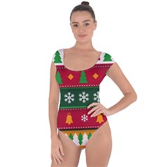 Christmas Time Pattern Christmas Ornament Short Sleeve Leotard  by Bedest