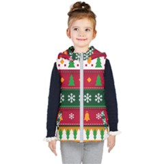 Christmas Time Pattern Christmas Ornament Kids  Hooded Puffer Vest