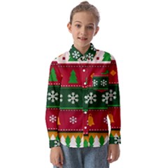 Christmas Time Pattern Christmas Ornament Kids  Long Sleeve Shirt by Bedest