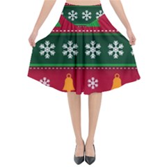 Christmas Time Pattern Christmas Ornament Flared Midi Skirt by Bedest