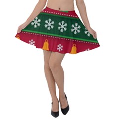 Christmas Time Pattern Christmas Ornament Velvet Skater Skirt