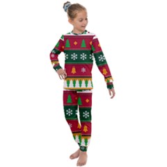 Christmas Time Pattern Christmas Ornament Kids  Long Sleeve Set  by Bedest