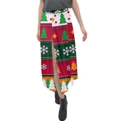 Christmas Time Pattern Christmas Ornament Velour Split Maxi Skirt