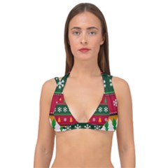 Christmas Time Pattern Christmas Ornament Double Strap Halter Bikini Top