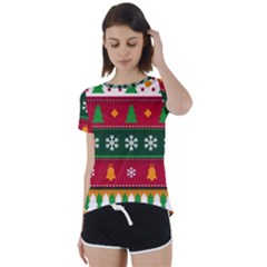 Christmas Time Pattern Christmas Ornament Short Sleeve Open Back T-shirt by Bedest