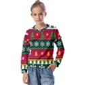 Christmas Time Pattern Christmas Ornament Kids  Long Sleeve T-Shirt with Frill  View1