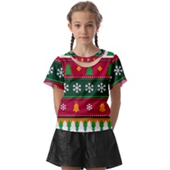 Christmas Time Pattern Christmas Ornament Kids  Front Cut T-shirt by Bedest