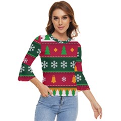 Christmas Time Pattern Christmas Ornament Bell Sleeve Top