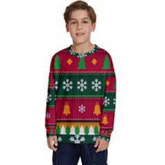 Christmas Time Pattern Christmas Ornament Kids  Crewneck Sweatshirt by Bedest