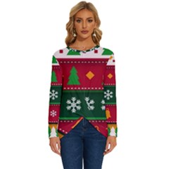 Christmas Time Pattern Christmas Ornament Long Sleeve Crew Neck Pullover Top by Bedest