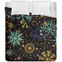 Gold Teal Snowflakes Gold Abstract Christmas Duvet Cover Double Side (California King Size) View1